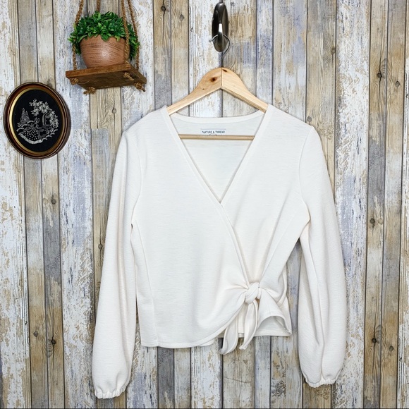 Madewell Tops - Texture & Thread Pearl Ivory Crepe Wrap Top